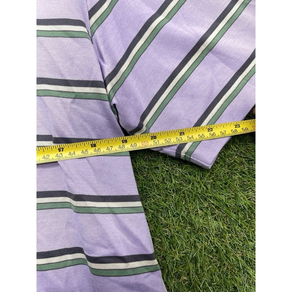 Tiger Woods Nike Polo Shirt Mens Large Striped Purple Golf Outdoor Beach Comfort